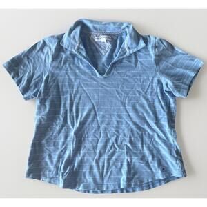 Tommy Hilfiger Womens Blue Striped Golf Shirt Large Collared